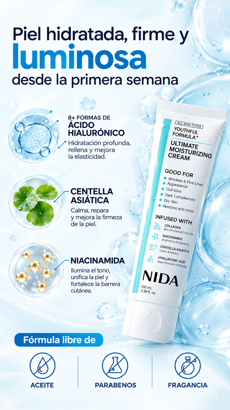 La crema coreana NIDA Youthful Formula™ 100ml !Incluye obsequio!