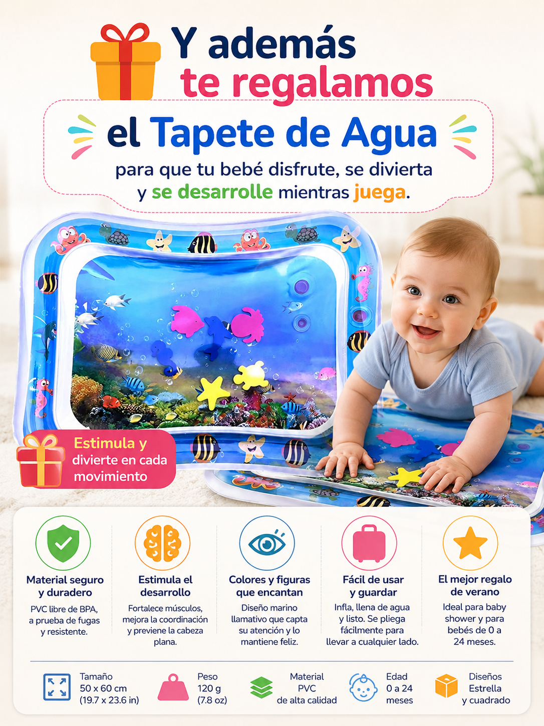 Gimnasio Piano para Bebé + Tapete Agua Didáctico Incluído!